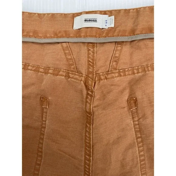 NWT Free People CLOSED Linen Cotton ''Abe'' Preppy Pants Earth Orange Size 34
